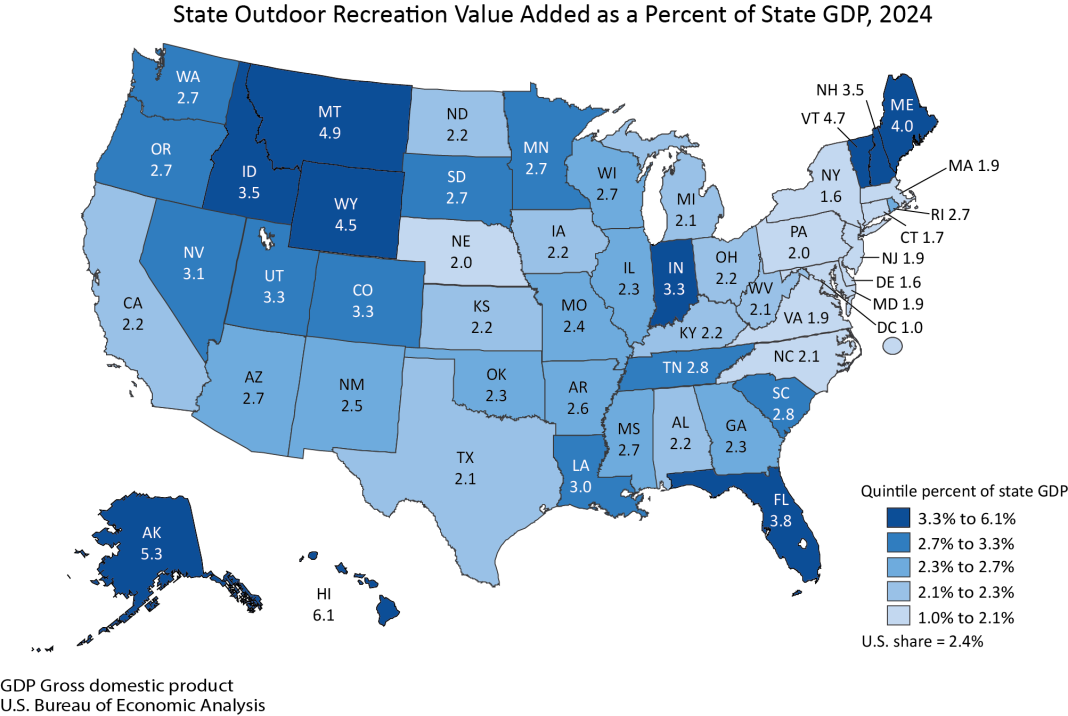Outdoor Recreation Economic Statistics, U.S. and States, 2024